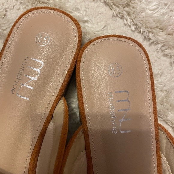 Musshoe Burnt Orange Suede Mules Women's Size 8.5 - Picture 6 of 8